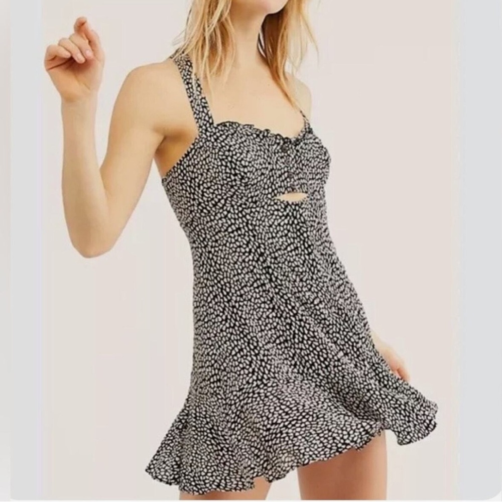 Intimately‎ Free People Make It Happen Mini Slip Dress Black White Womens Medium